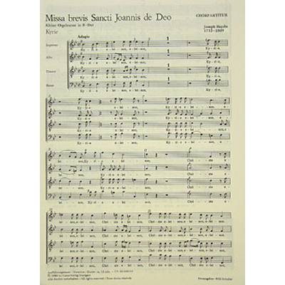 9790007072797 - Missa brevis B-Dur Sancti Johannis de deo Hob 22 7