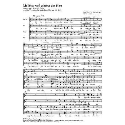 9790007079161 - Ich liebe weil erhöret der Herr op 40 1
