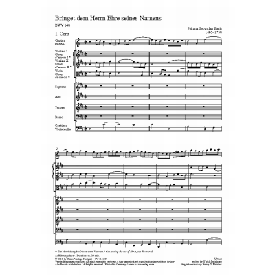 9790007094836 - Kantate 148 bringet dem Herrn Ehre seines Namens BWV 148