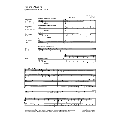 9790007100582 - Fili mi absalon (Sinfoniae sacrae 1 Nr 13) SWV 269