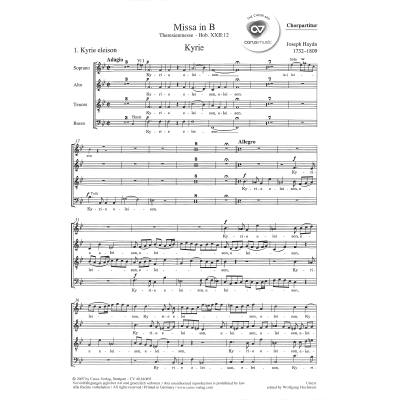 9790007128500 - Missa B-Dur Hob 22 12 (Theresienmesse)