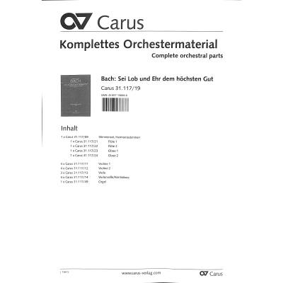 9790007136666 - Kantate 117 sei Lob und Ehr dem höchsten Gut BWV 117