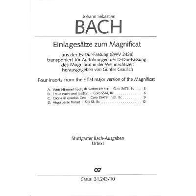 9790007162023 - Freut euch und jubiliert | Einlagsätze zum Magnificat aus der Es-Dur Fassung BWV 243a