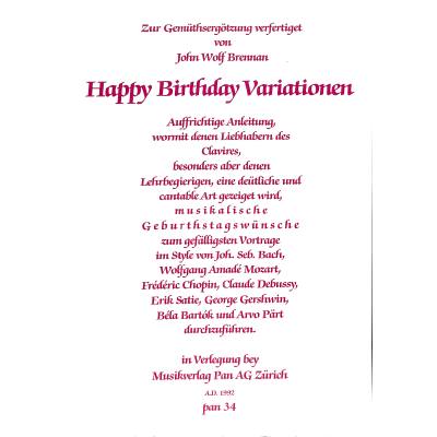 9790502160340 - Happy Birthday Variationen