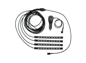 9795002602345 - Maerex - 4-teiliges RGB-LED-Auto-Innenraumlampen-Dekorationslicht-Set mit Zigarettenanzünder